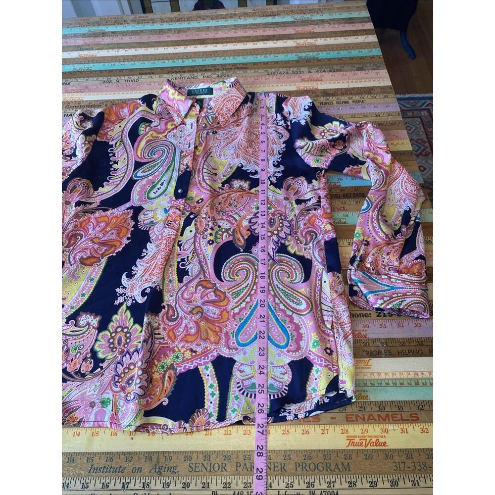 Lauren Ralph LP Colorful Paisley Pattern Long Sleeve Popover Old Money Classic - Picture 9 of 11